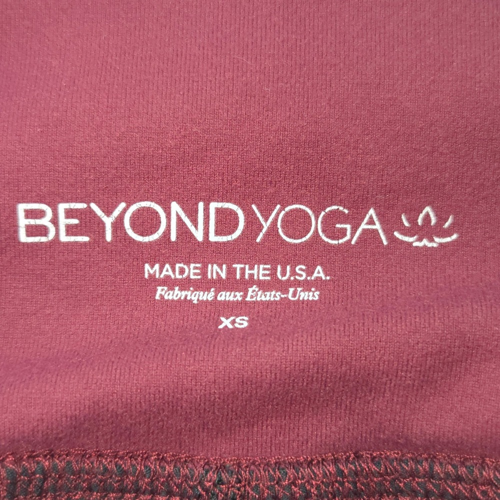 Beyond Yoga Leggings Womens XS Burgundy Black Colorblock High Waisted SP3401 - Picture 4 of 10